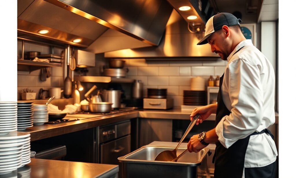 Commercial kitchen chef cooking who needs a grease trap